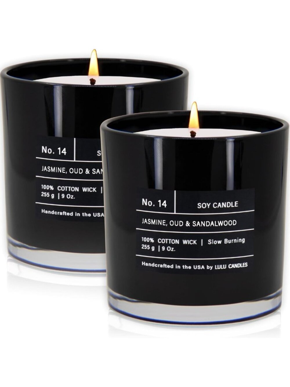 Jasmine, Oud & Sandalwood Scented Soy Blend Jar Candles - 9 Oz, 2 Pack
